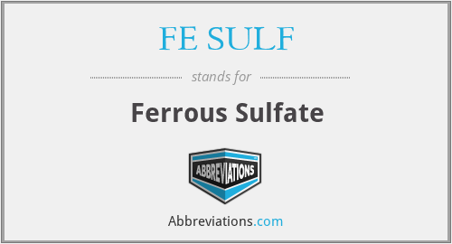 FE SULF - Ferrous Sulfate